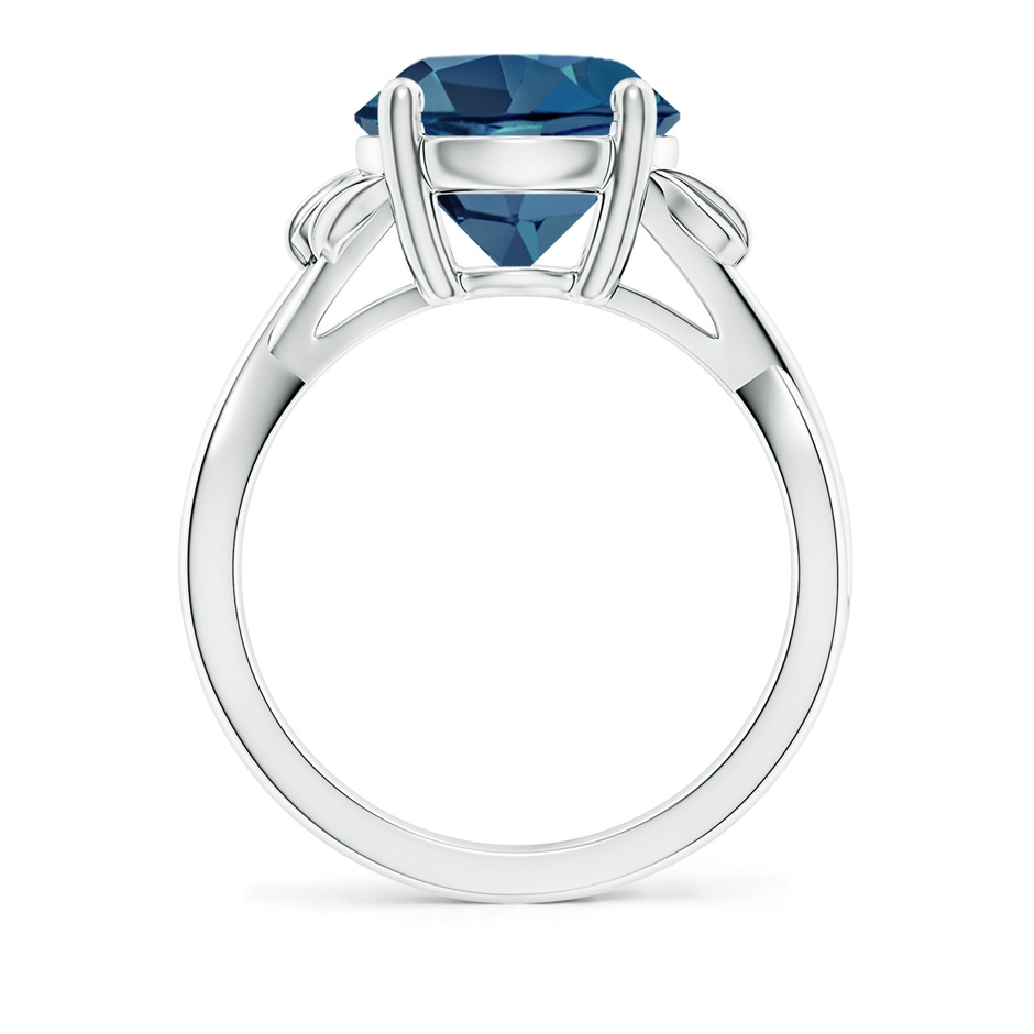 10mm AA Nature Inspired London Blue Topaz Crossover Ring with Leaf Motifs in White Gold side 199