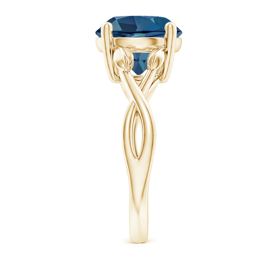 10mm AA Nature Inspired London Blue Topaz Crossover Ring with Leaf Motifs in Yellow Gold side 299