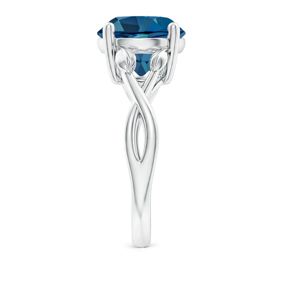 10mm AAA Nature Inspired London Blue Topaz Crossover Ring with Leaf Motifs in P950 Platinum side 299