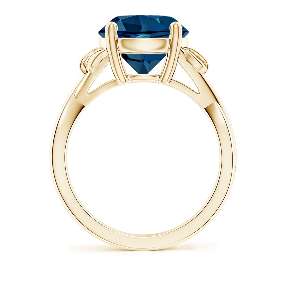 10mm AAAA Nature Inspired London Blue Topaz Crossover Ring with Leaf Motifs in 18K Yellow Gold side 199