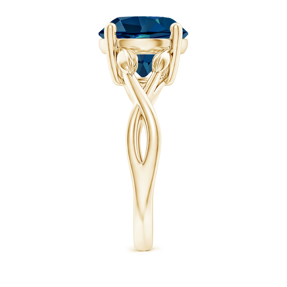 10mm AAAA Nature Inspired London Blue Topaz Crossover Ring with Leaf Motifs in 18K Yellow Gold side 299