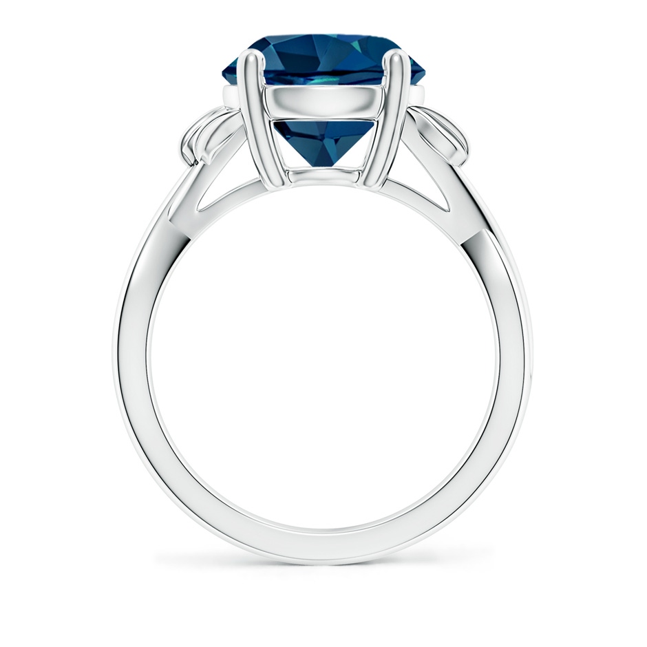 10mm AAAA Nature Inspired London Blue Topaz Crossover Ring with Leaf Motifs in P950 Platinum side 199