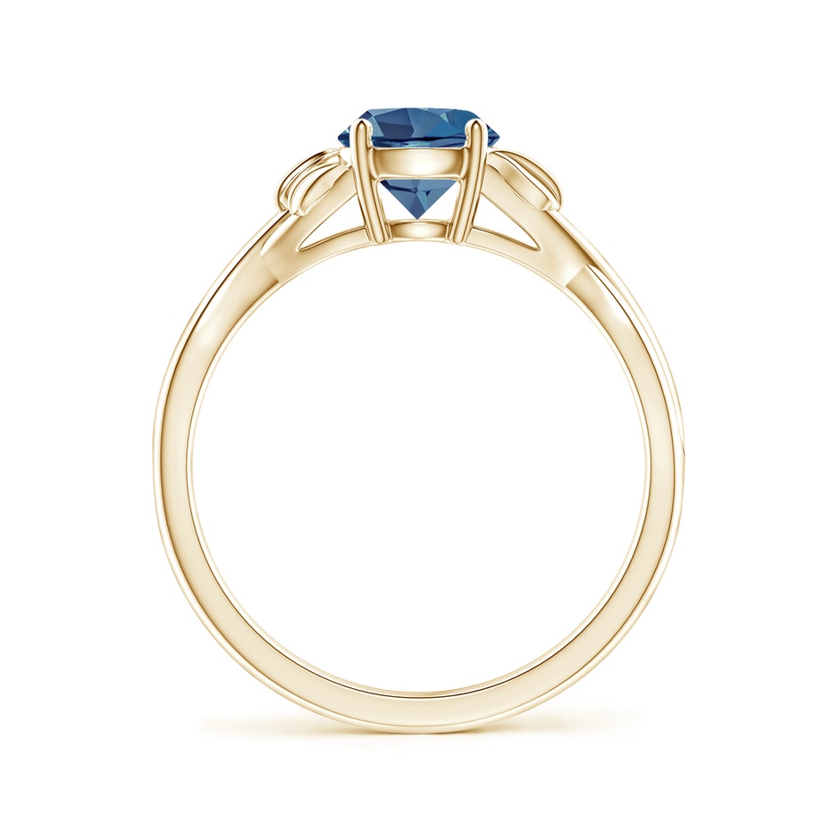 6mm A Nature Inspired London Blue Topaz Crossover Ring with Leaf Motifs in Yellow Gold side 199