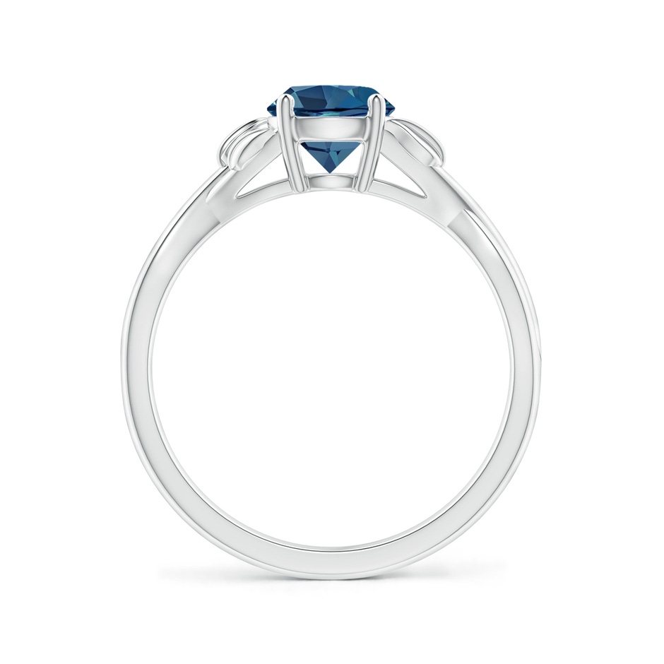 6mm AA Nature Inspired London Blue Topaz Crossover Ring with Leaf Motifs in White Gold side 199