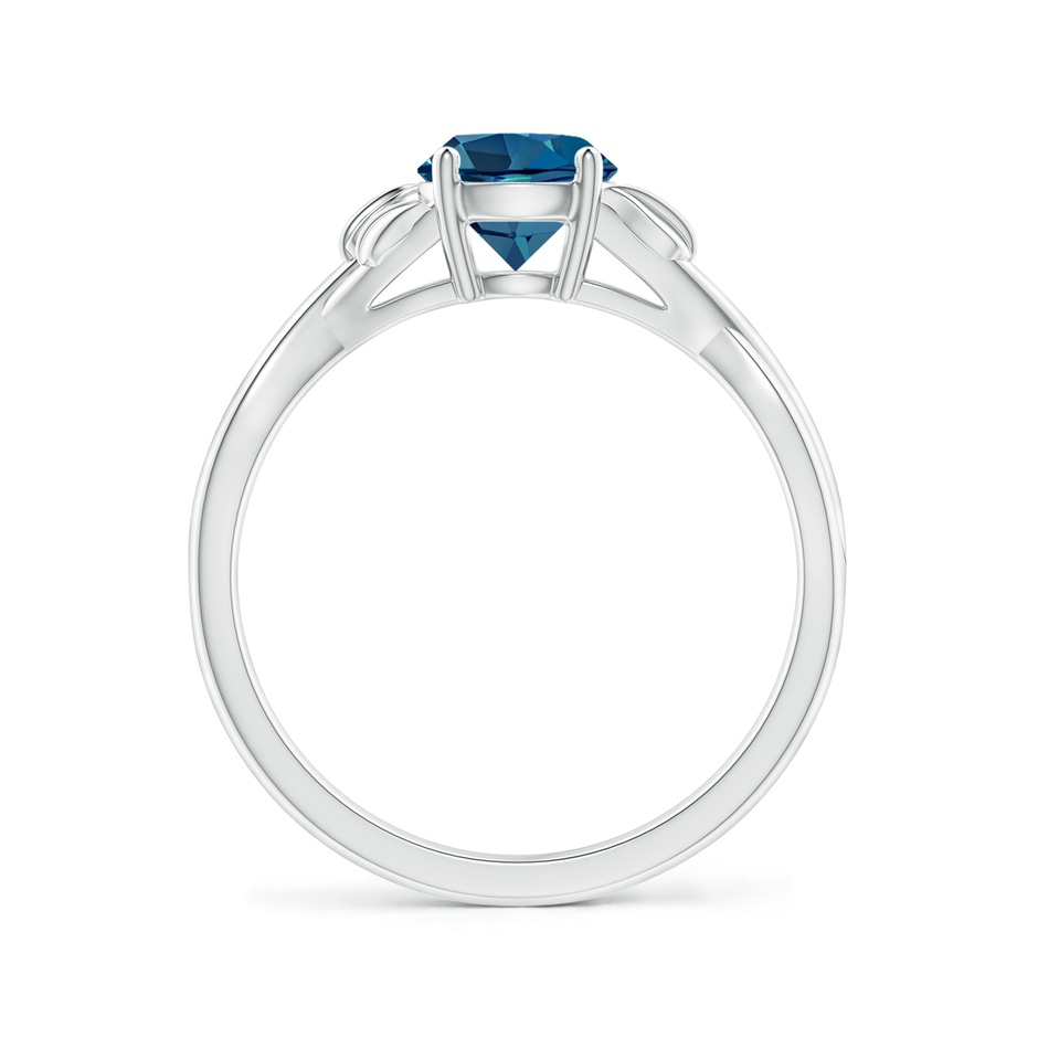 6mm AAA Nature Inspired London Blue Topaz Crossover Ring with Leaf Motifs in P950 Platinum side 199