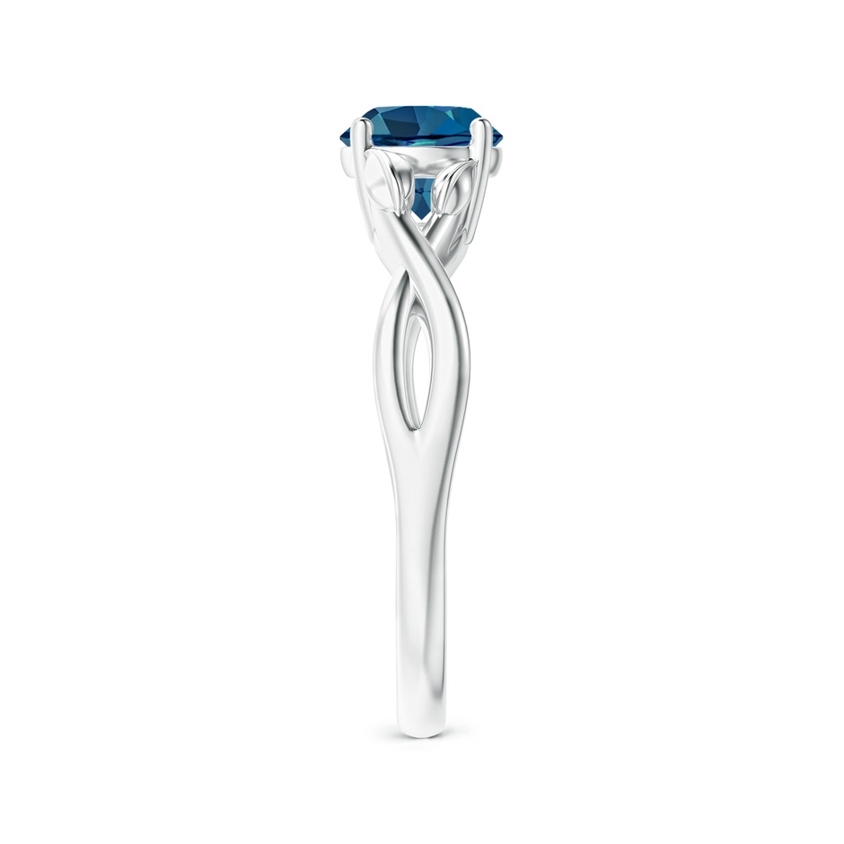 6mm AAA Nature Inspired London Blue Topaz Crossover Ring with Leaf Motifs in P950 Platinum side 299