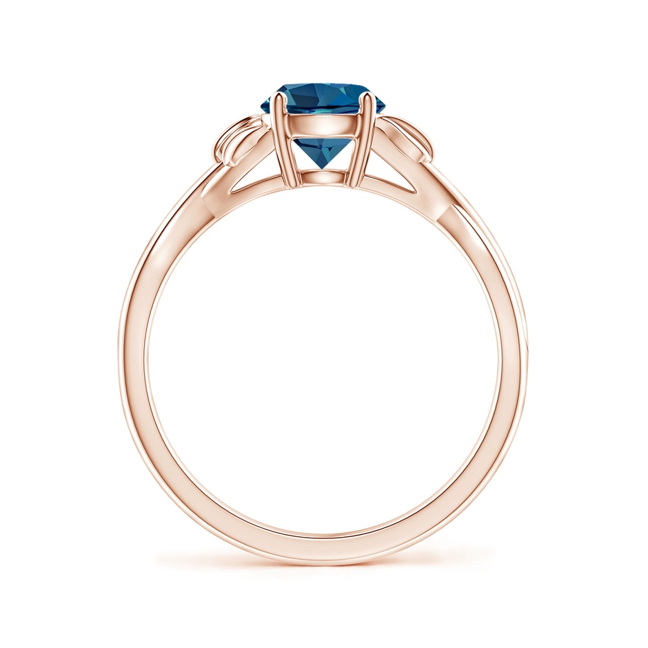 6mm AAA Nature Inspired London Blue Topaz Crossover Ring with Leaf Motifs in Rose Gold side 199