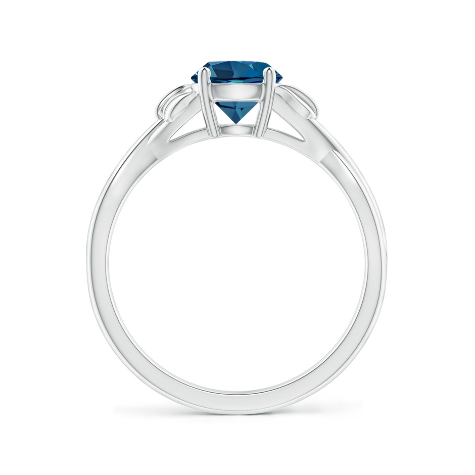 6mm AAA Nature Inspired London Blue Topaz Crossover Ring with Leaf Motifs in White Gold side 199