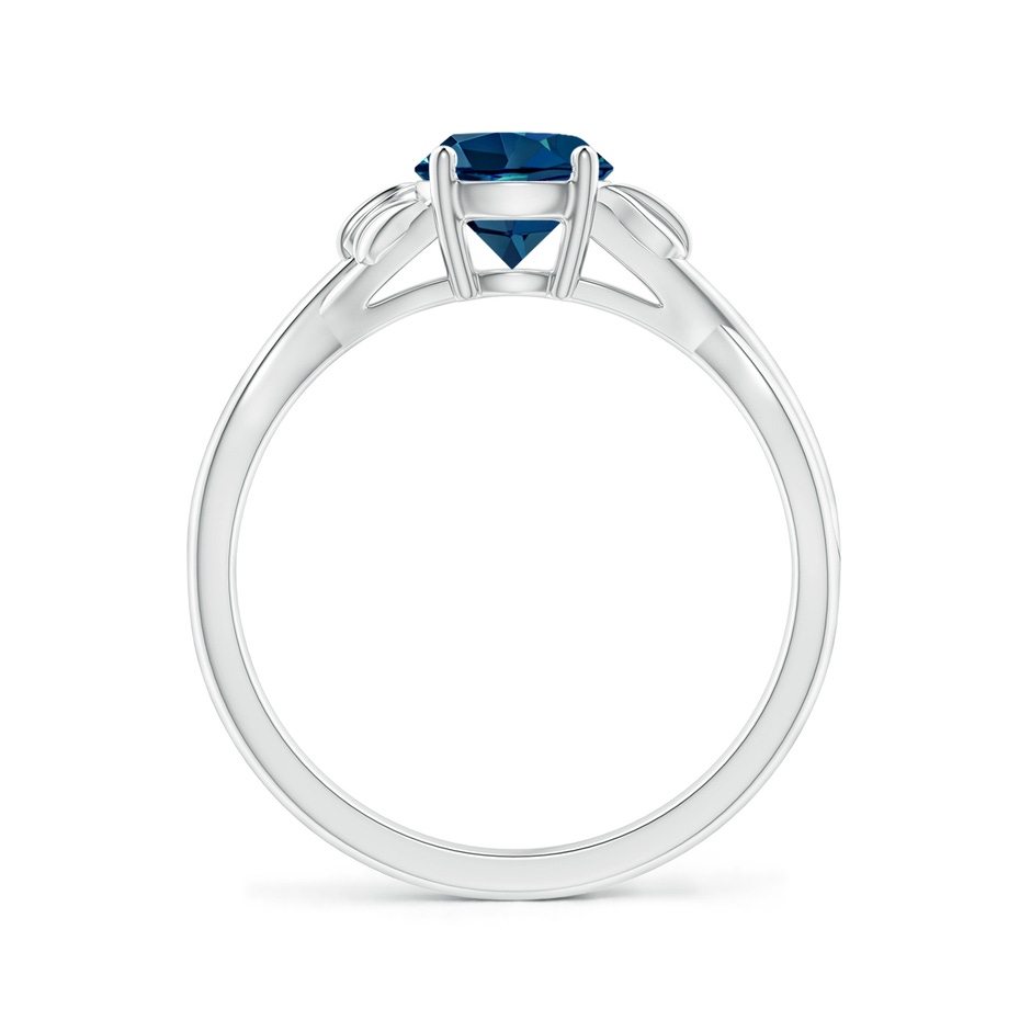 6mm AAAA Nature Inspired London Blue Topaz Crossover Ring with Leaf Motifs in White Gold side 199