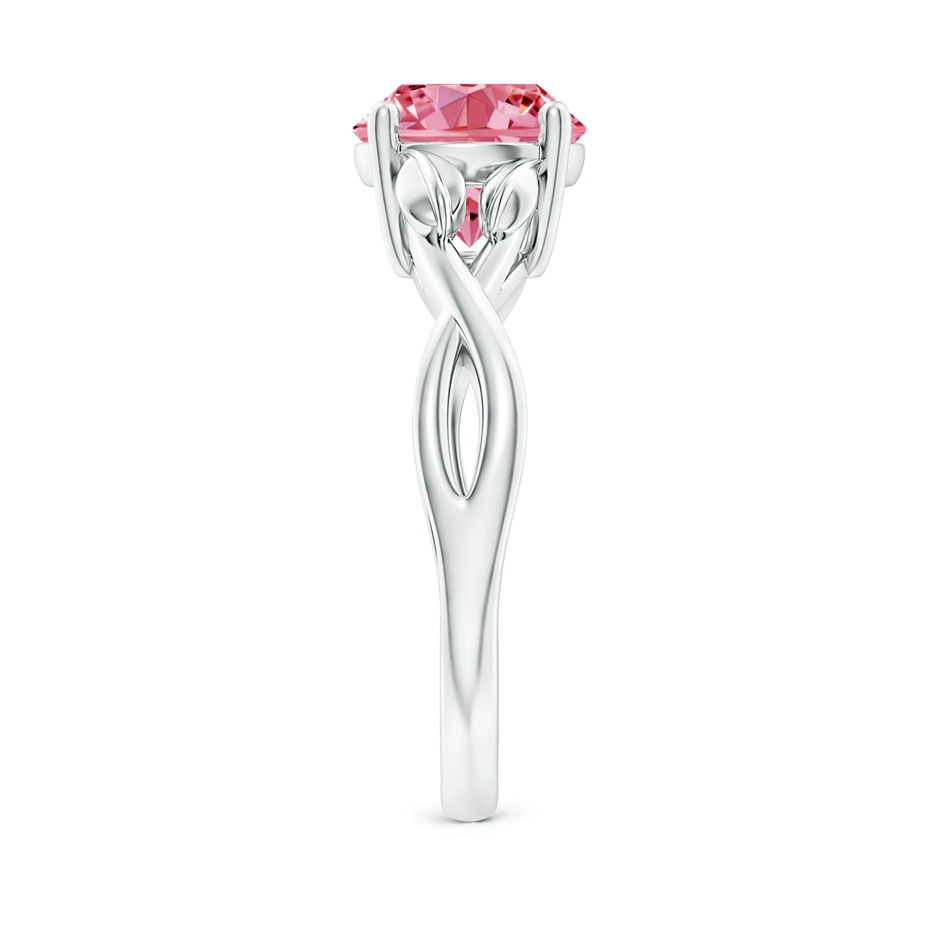 8.1mm AAAA Nature Inspired Fancy Intense Pink Diamond Crossover Ring with Leaf Motifs in White Gold side 299