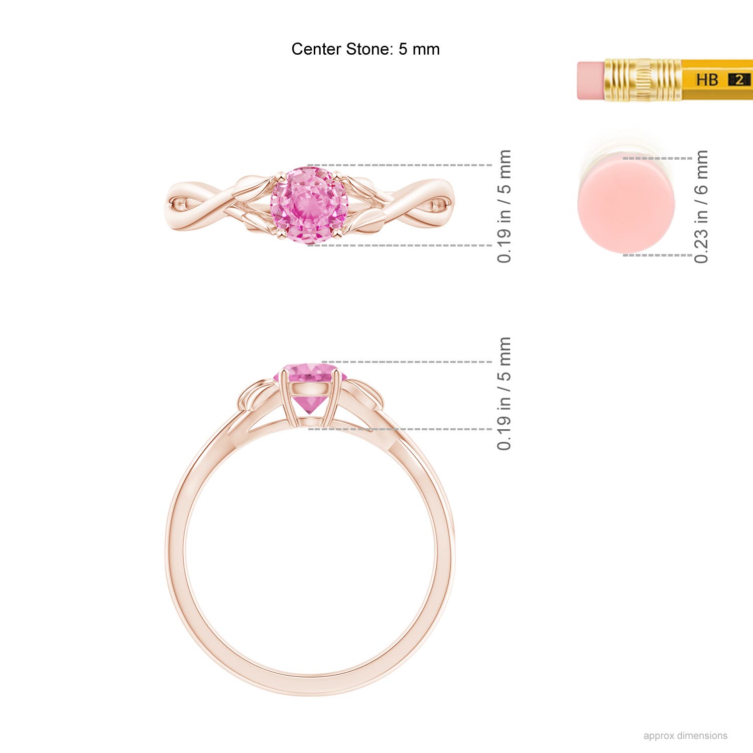 A - Pink Sapphire / 0.6 CT / 14 KT Rose Gold