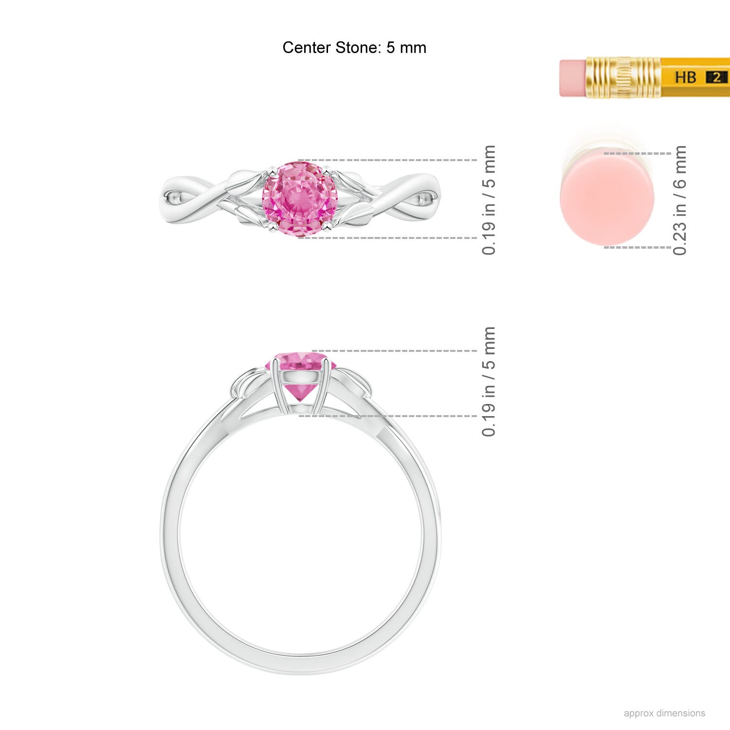 AA - Pink Sapphire / 0.6 CT / 14 KT White Gold