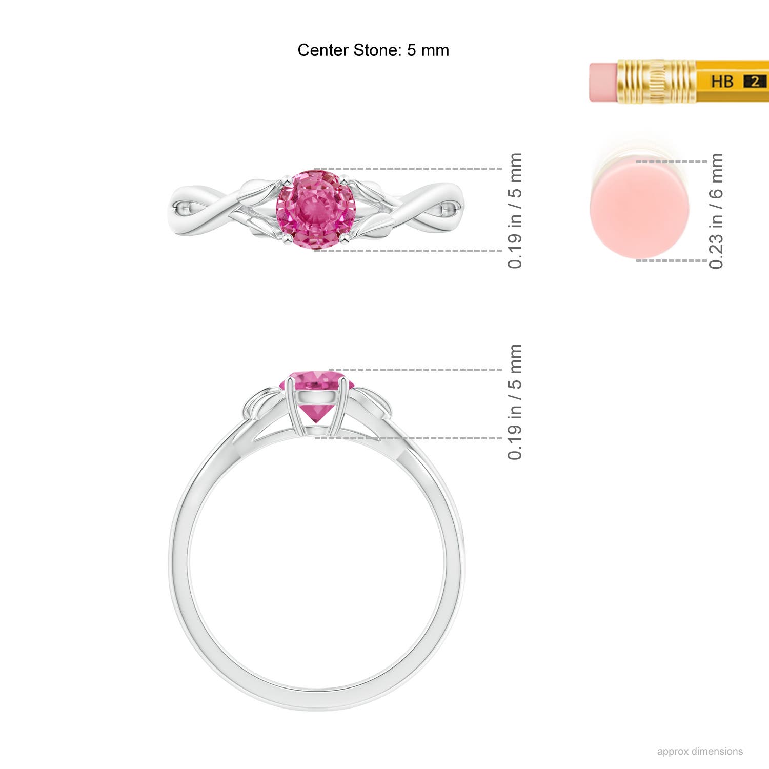 AAA - Pink Sapphire / 0.6 CT / 14 KT White Gold