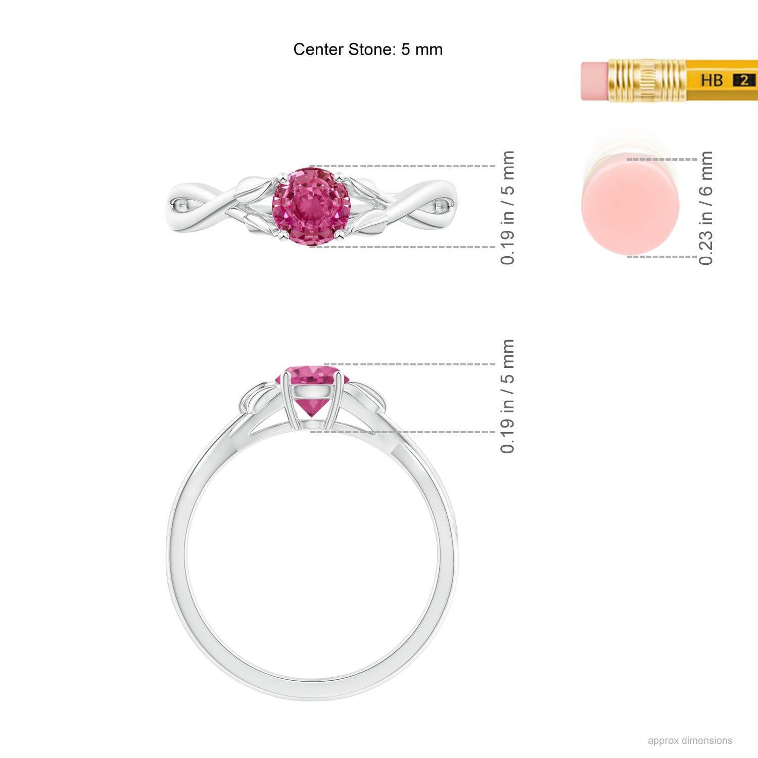 AAAA - Pink Sapphire / 0.6 CT / 14 KT White Gold