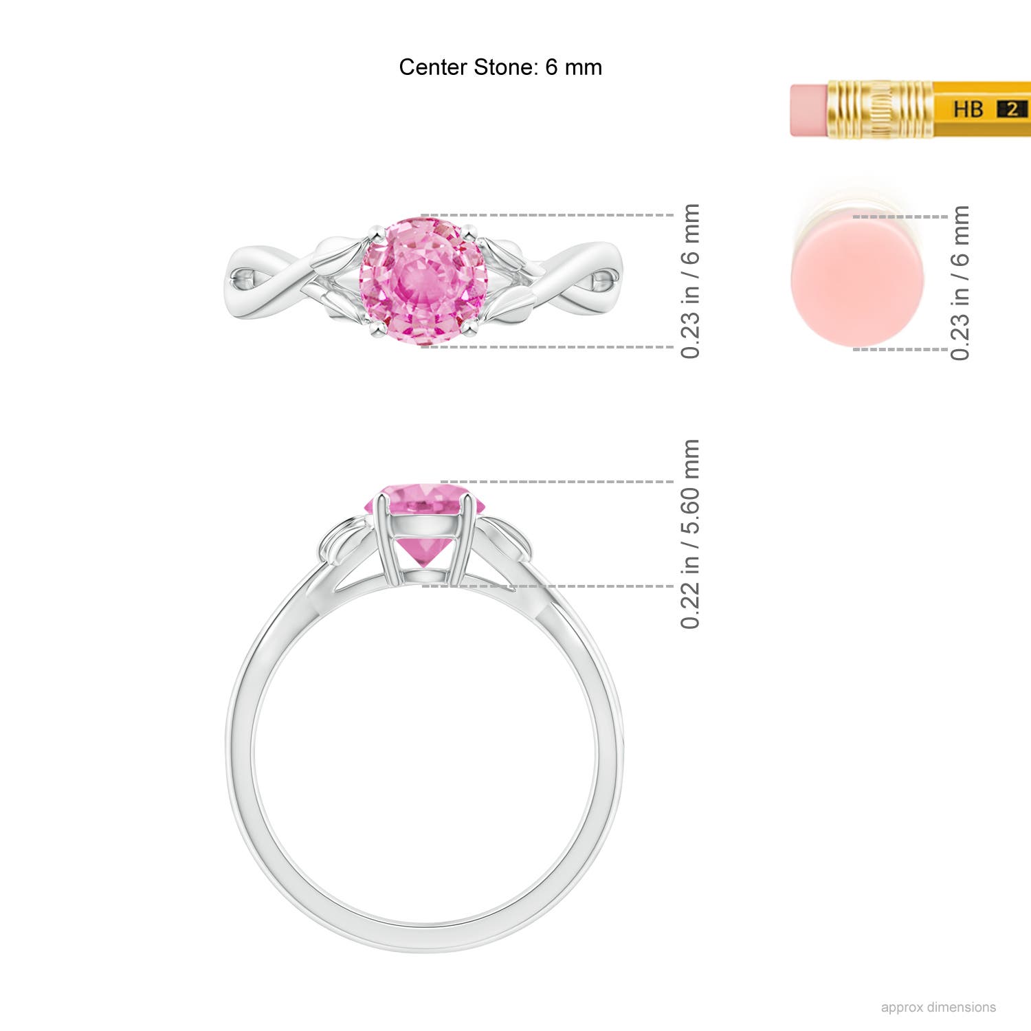 A - Pink Sapphire / 1 CT / 14 KT White Gold