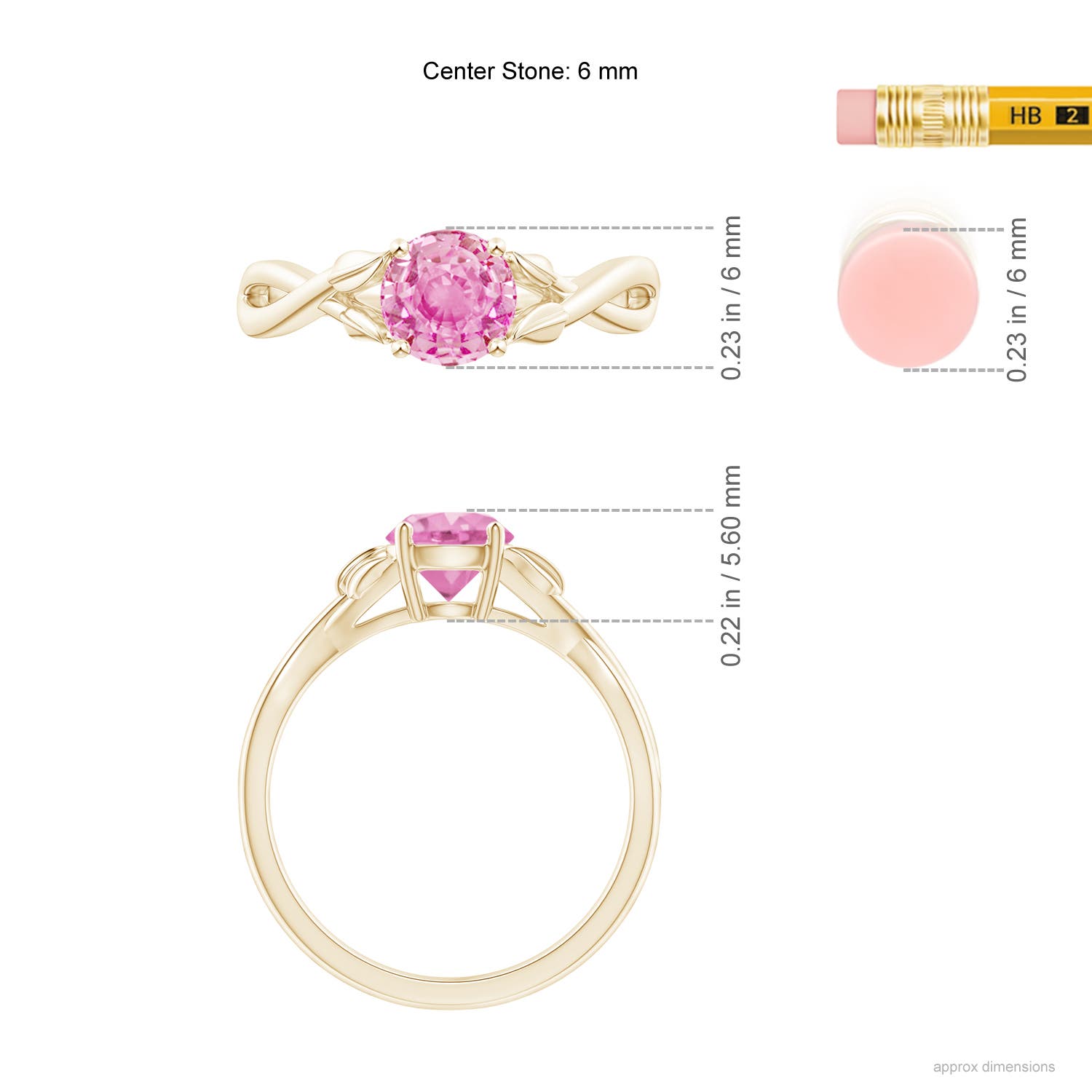 A - Pink Sapphire / 1 CT / 14 KT Yellow Gold