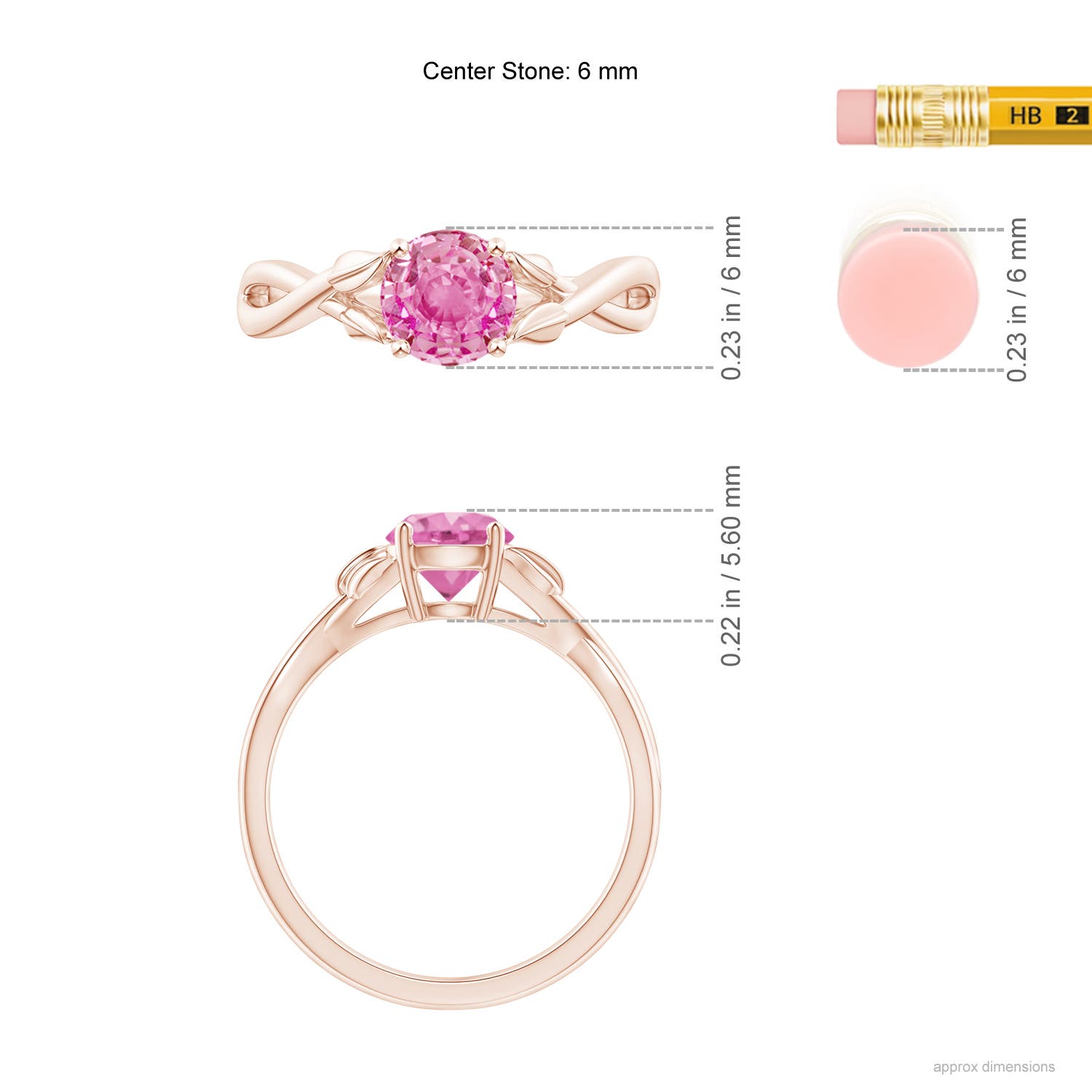 AA - Pink Sapphire / 1 CT / 14 KT Rose Gold