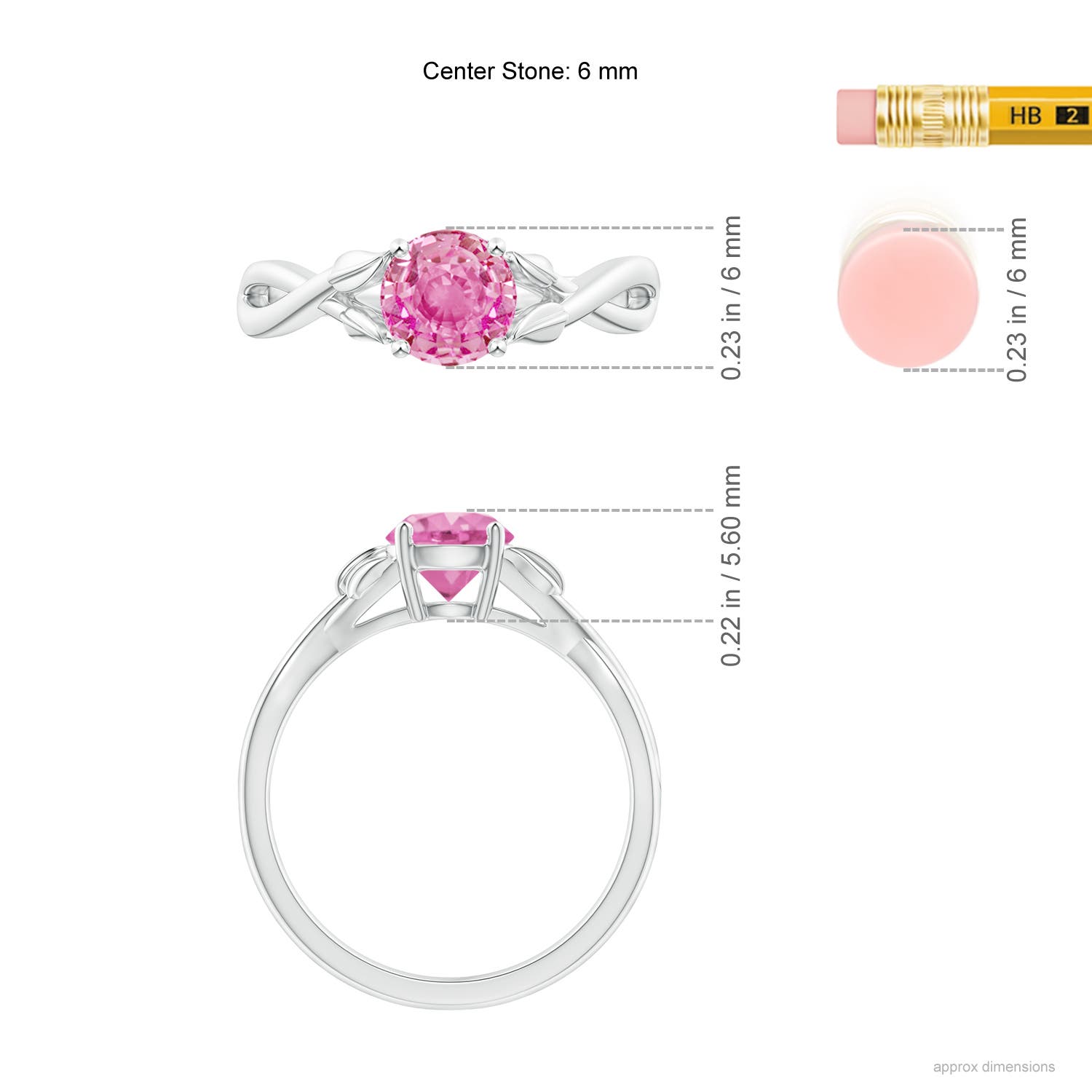 AA - Pink Sapphire / 1 CT / 14 KT White Gold