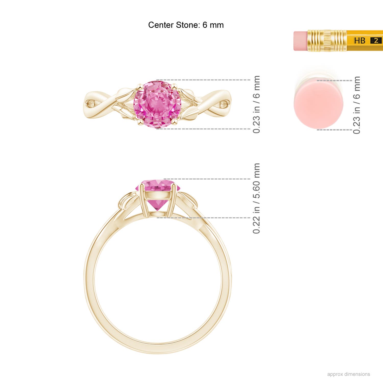 AA - Pink Sapphire / 1 CT / 14 KT Yellow Gold