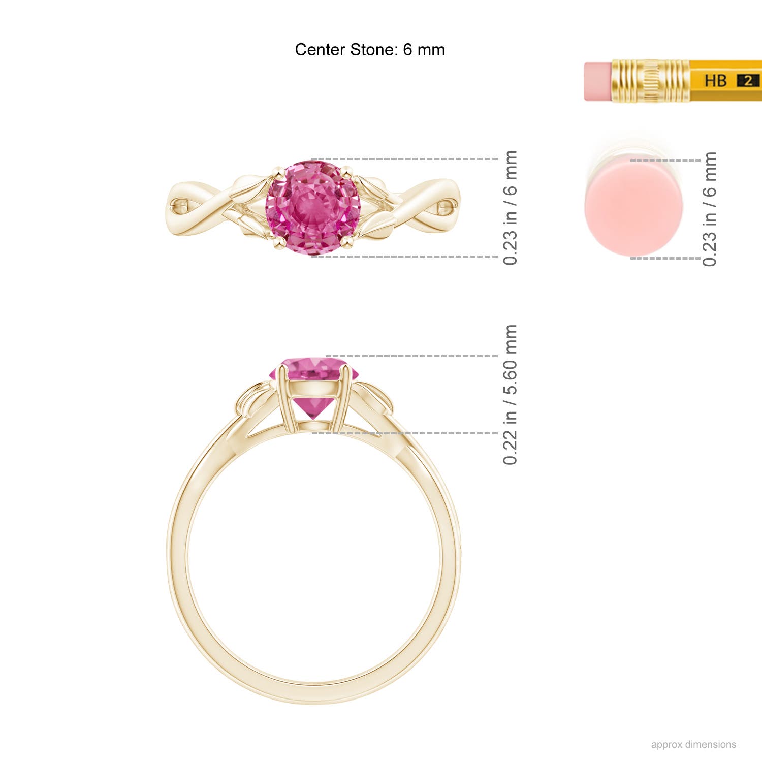 AAA - Pink Sapphire / 1 CT / 14 KT Yellow Gold