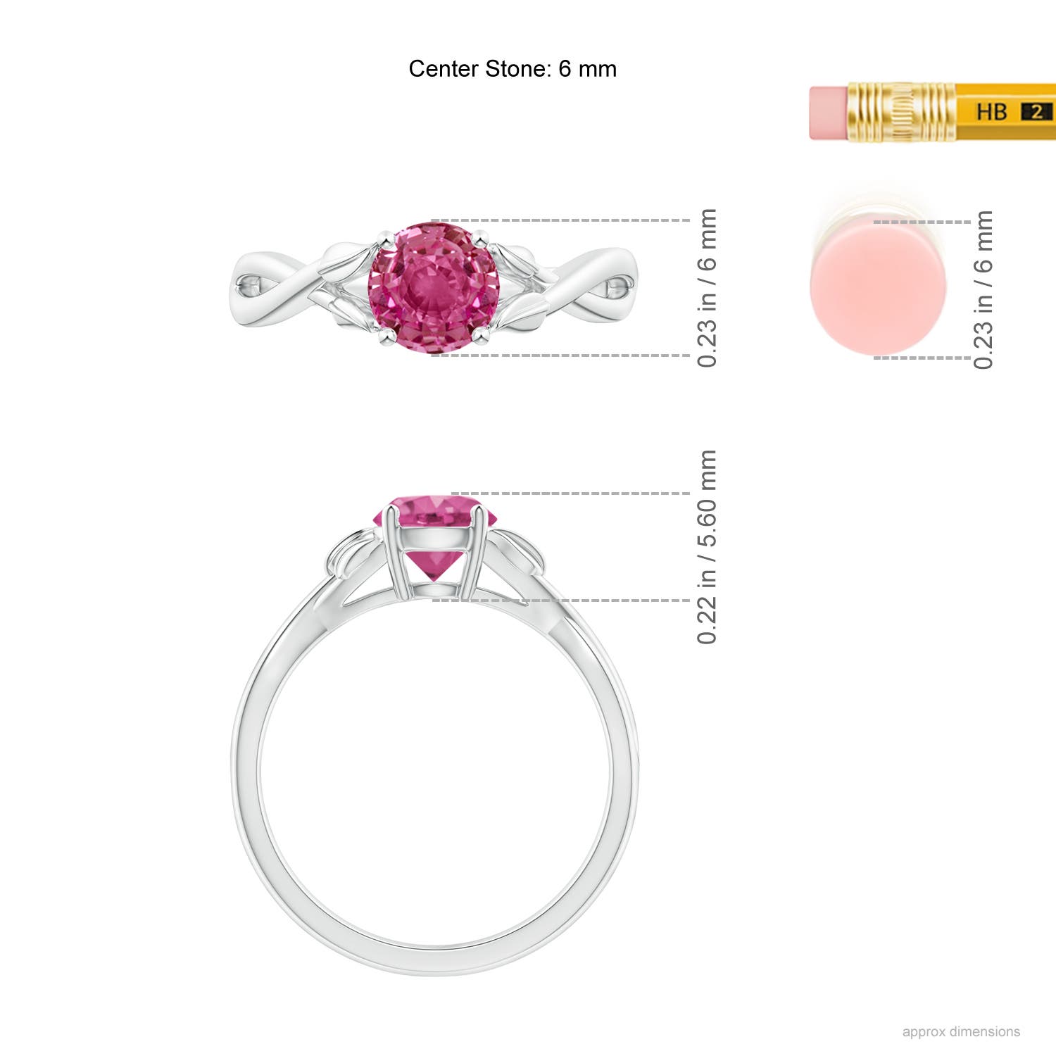 AAAA - Pink Sapphire / 1 CT / 14 KT White Gold