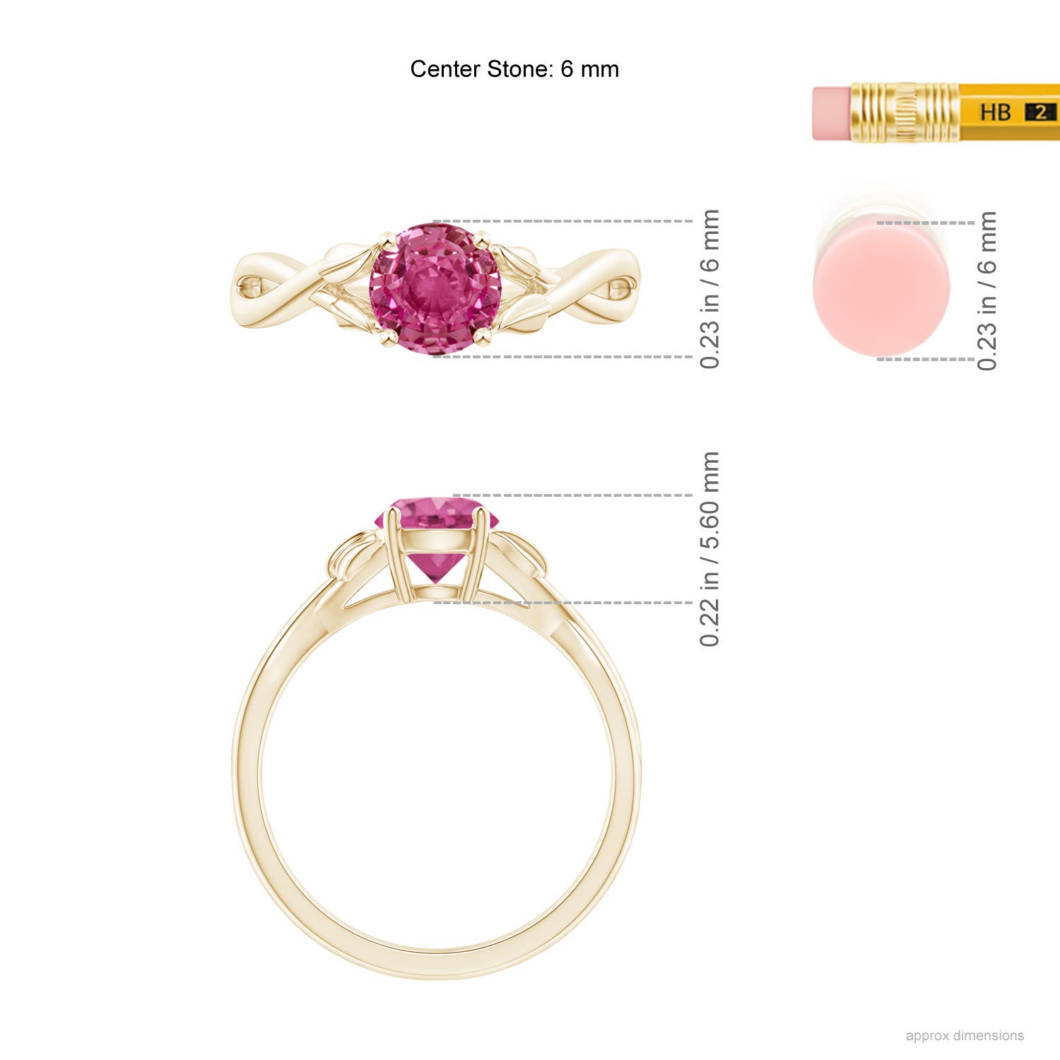 AAAA - Pink Sapphire / 1 CT / 14 KT Yellow Gold