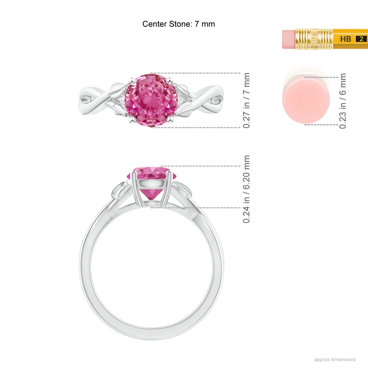 AAA - Pink Sapphire / 1.6 CT / 14 KT White Gold