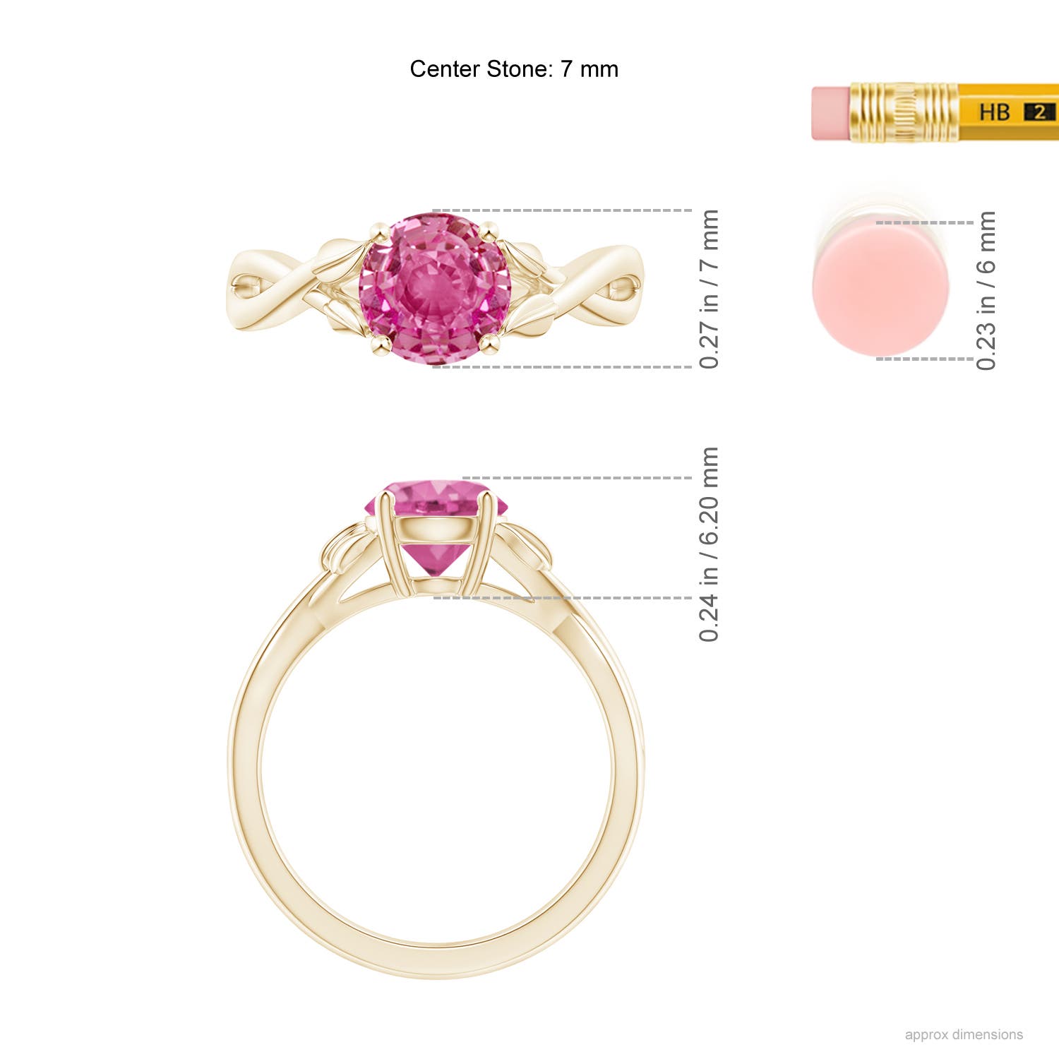 AAA - Pink Sapphire / 1.6 CT / 14 KT Yellow Gold