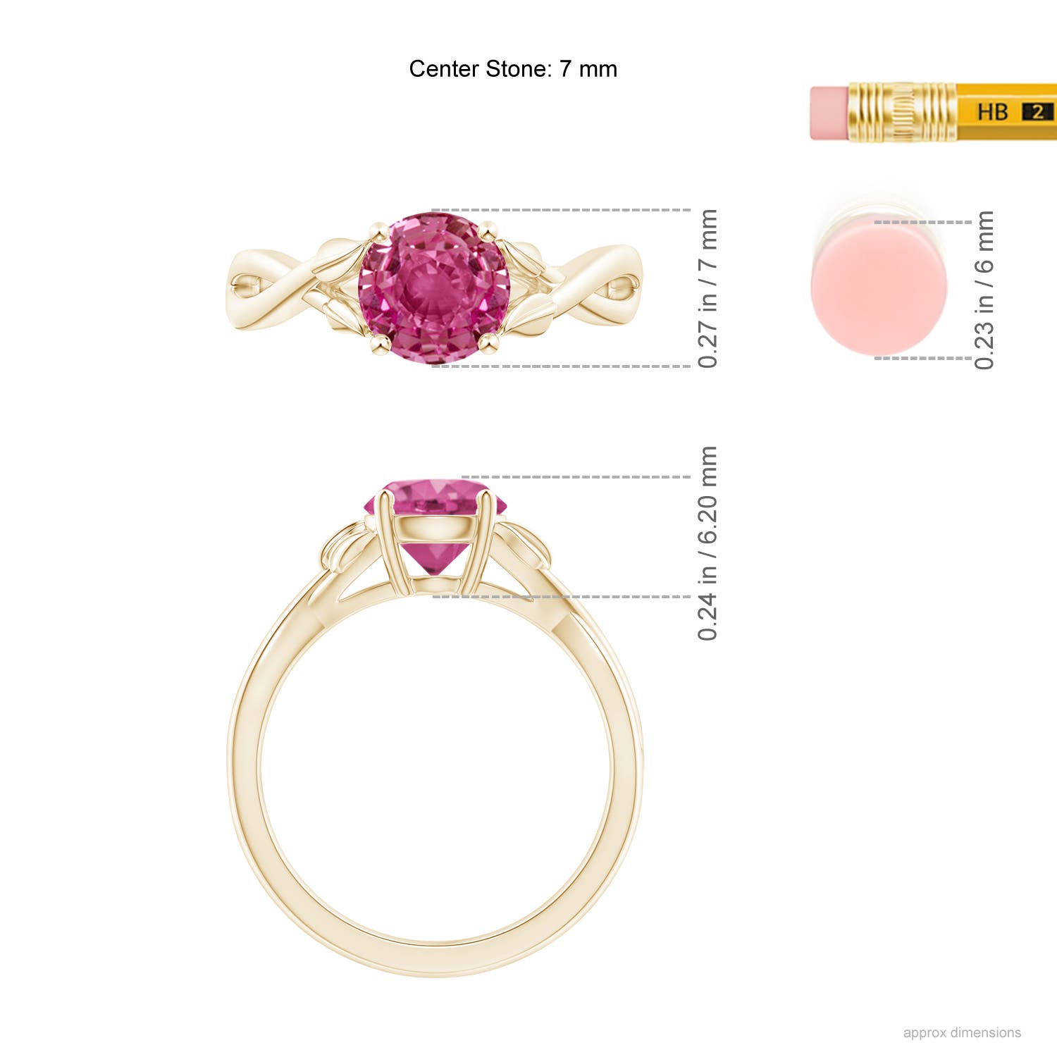 AAAA - Pink Sapphire / 1.6 CT / 14 KT Yellow Gold