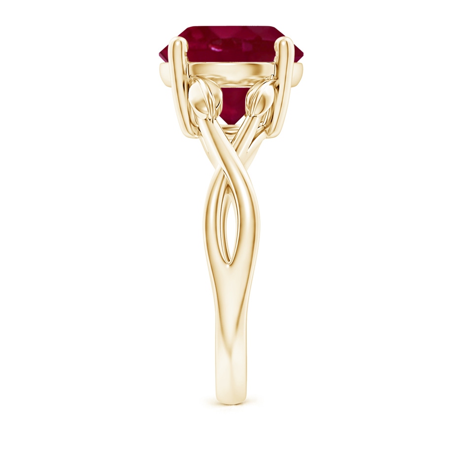 10mm A Nature Inspired Ruby Crossover Ring with Leaf Motifs in Yellow Gold side 299