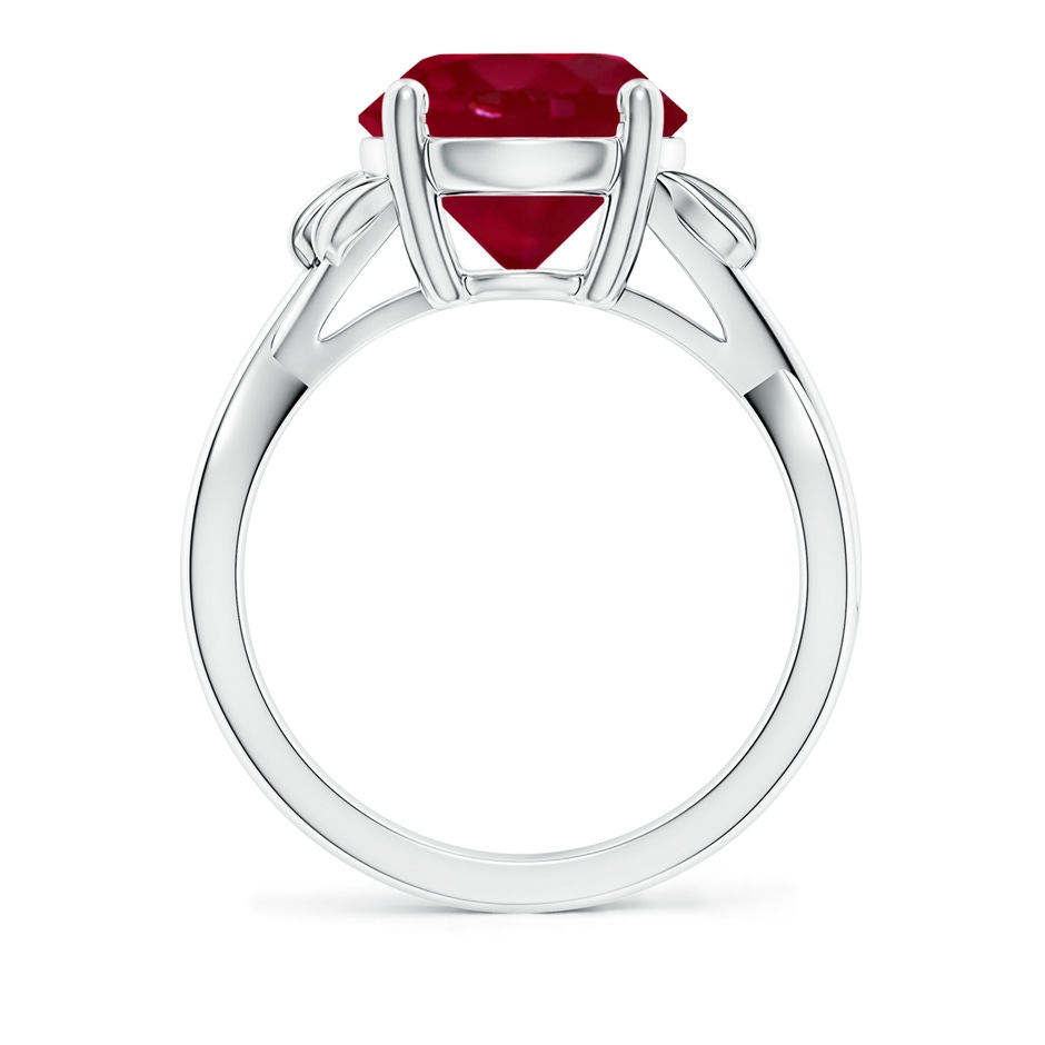 10mm AA Nature Inspired Ruby Crossover Ring with Leaf Motifs in P950 Platinum side 199