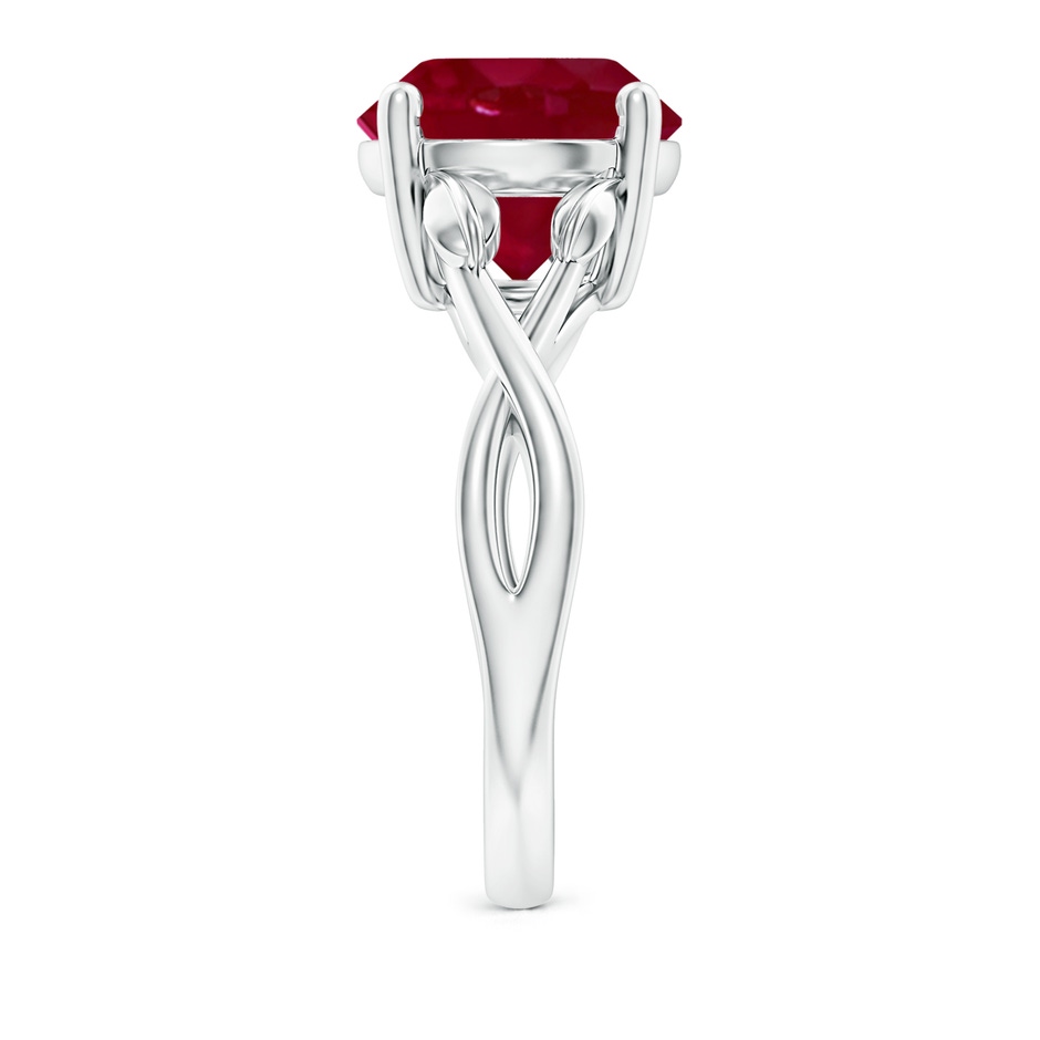 10mm AA Nature Inspired Ruby Crossover Ring with Leaf Motifs in P950 Platinum side 299