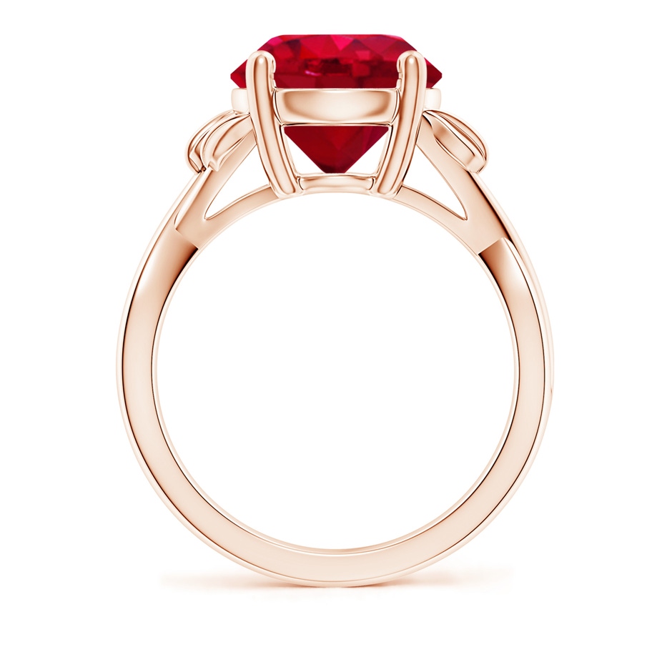 10mm AAA Nature Inspired Ruby Crossover Ring with Leaf Motifs in Rose Gold side 199