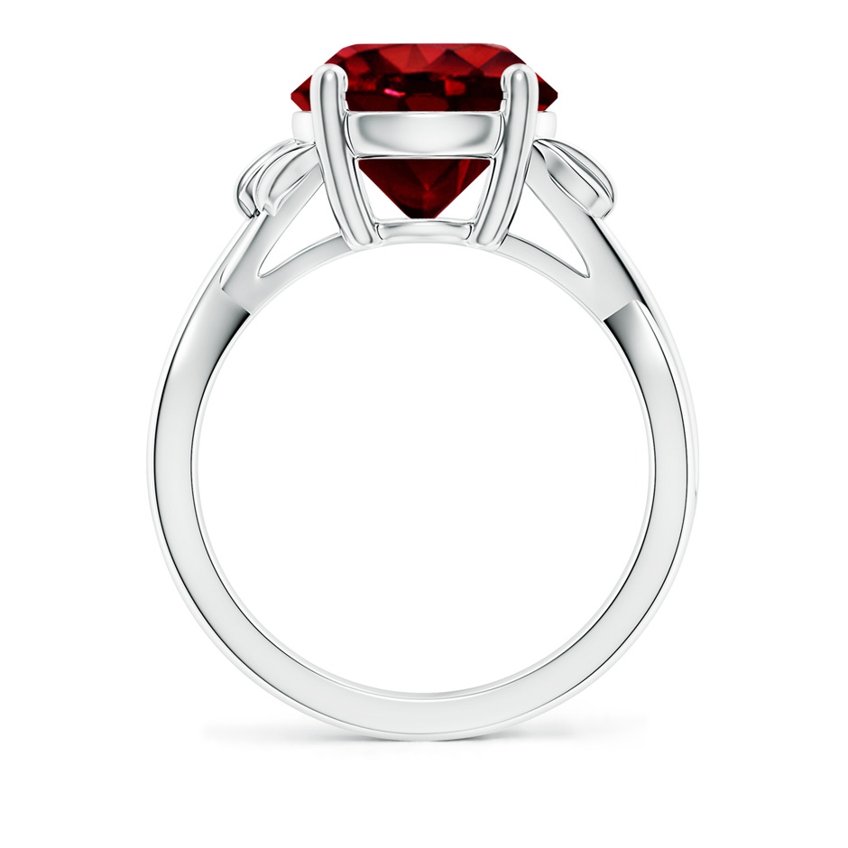 10mm AAAA Nature Inspired Ruby Crossover Ring with Leaf Motifs in P950 Platinum side 199