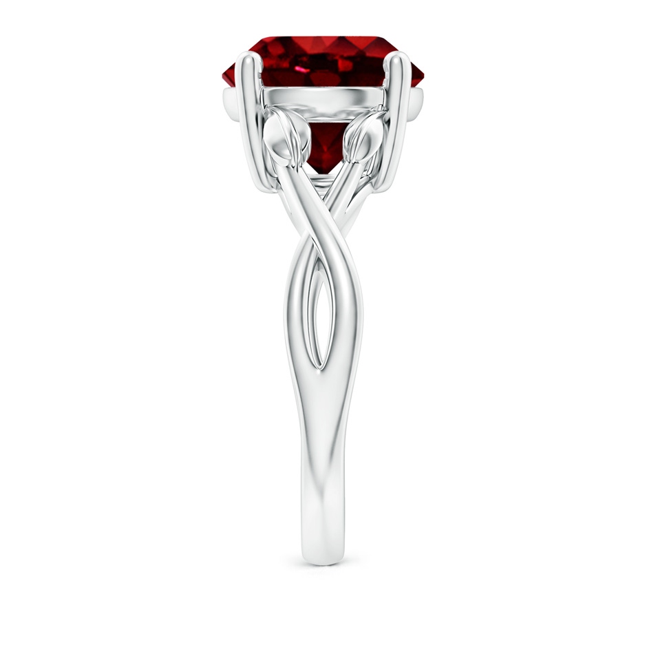10mm AAAA Nature Inspired Ruby Crossover Ring with Leaf Motifs in P950 Platinum side 299