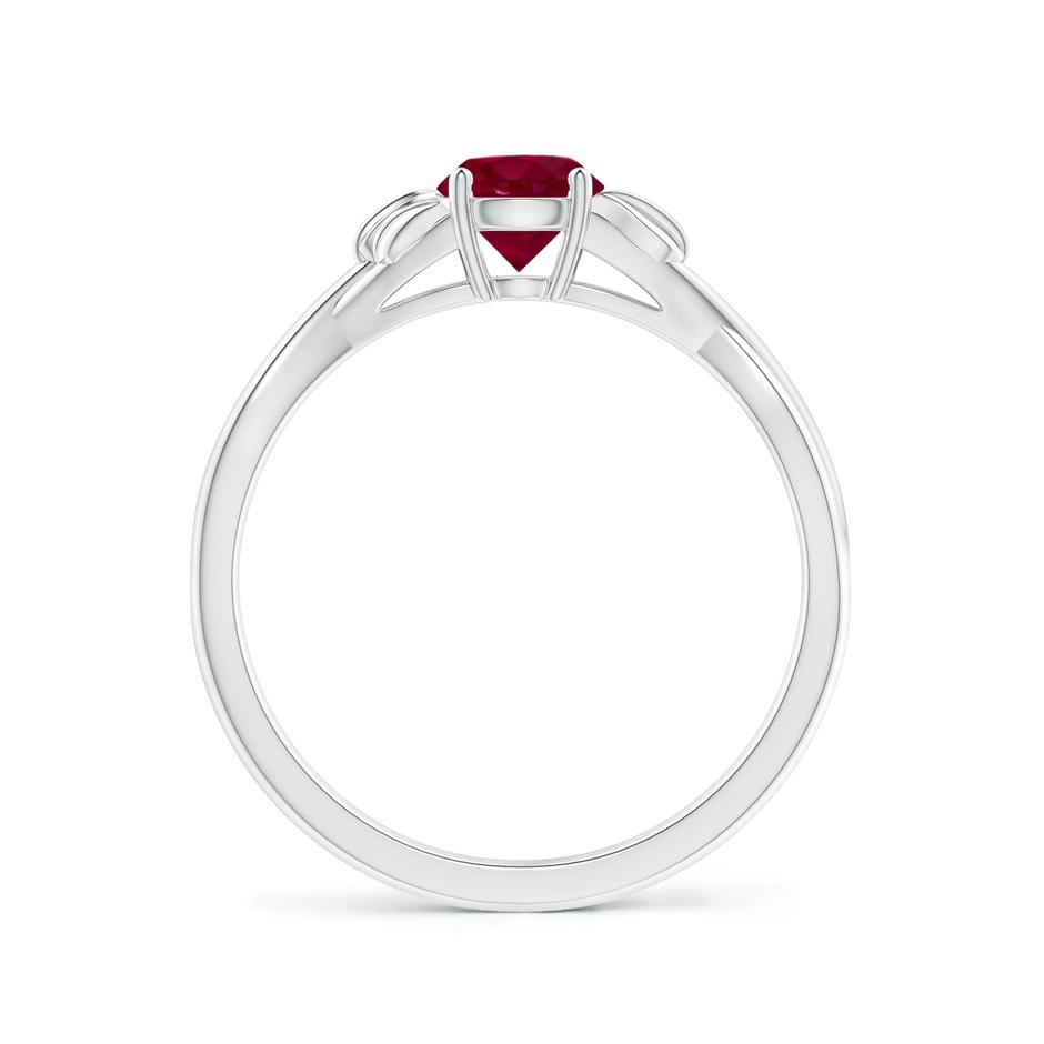 5mm A Nature Inspired Ruby Crossover Ring with Leaf Motifs in P950 Platinum side 199