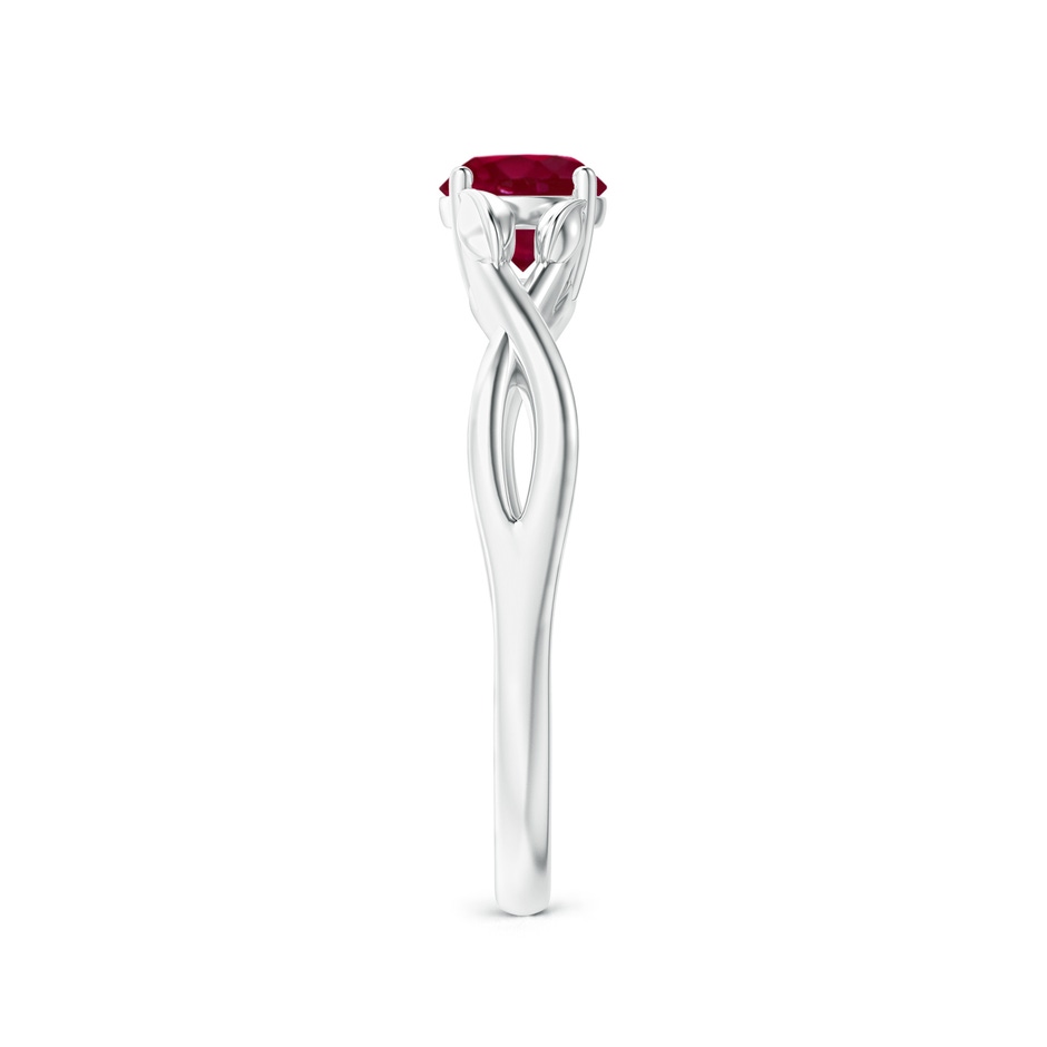 5mm A Nature Inspired Ruby Crossover Ring with Leaf Motifs in P950 Platinum side 299