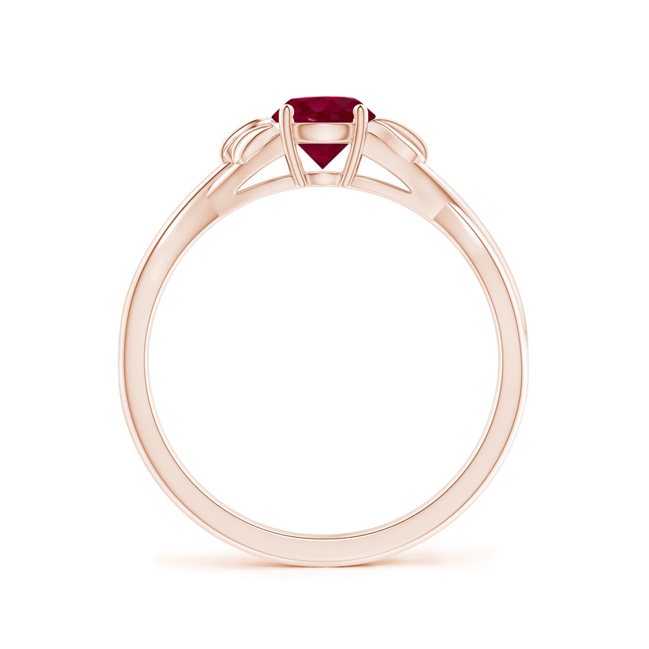 5mm A Nature Inspired Ruby Crossover Ring with Leaf Motifs in Rose Gold side 199