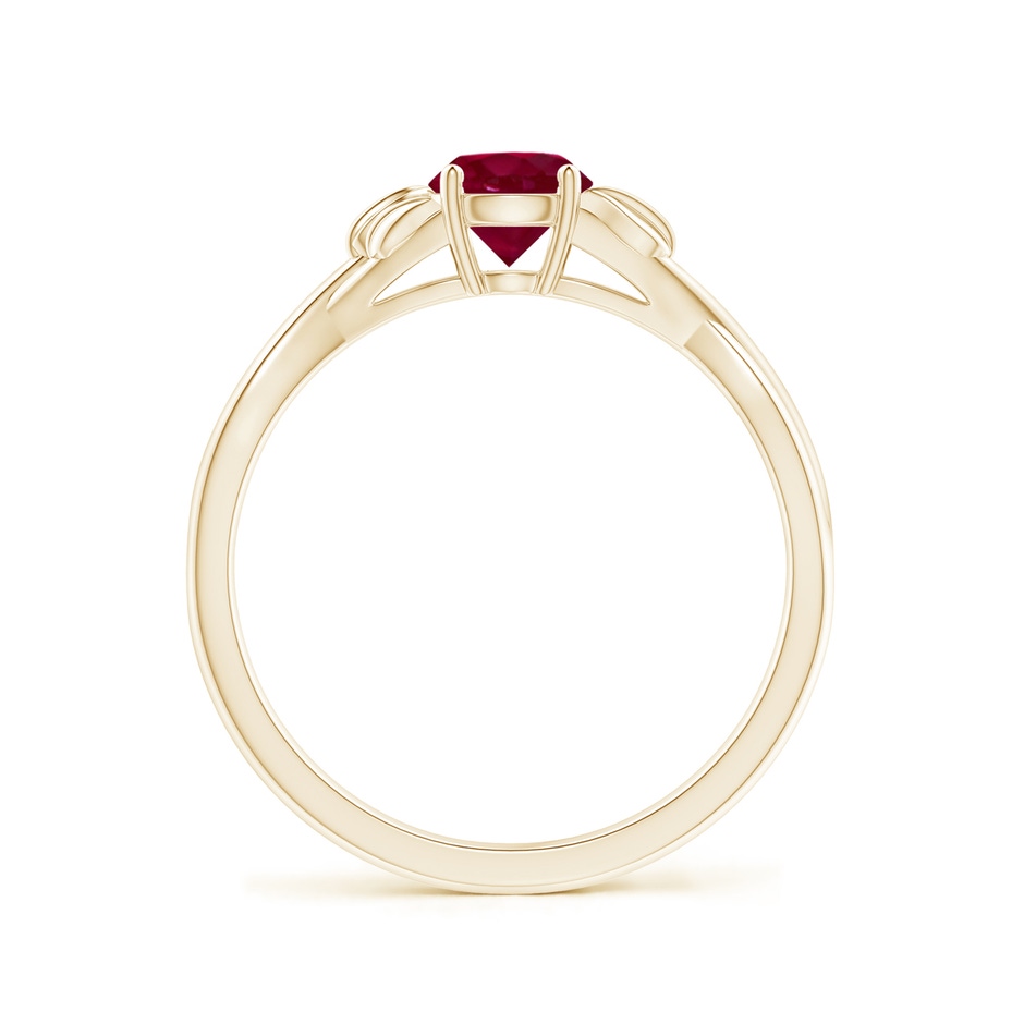 5mm A Nature Inspired Ruby Crossover Ring with Leaf Motifs in Yellow Gold side 199