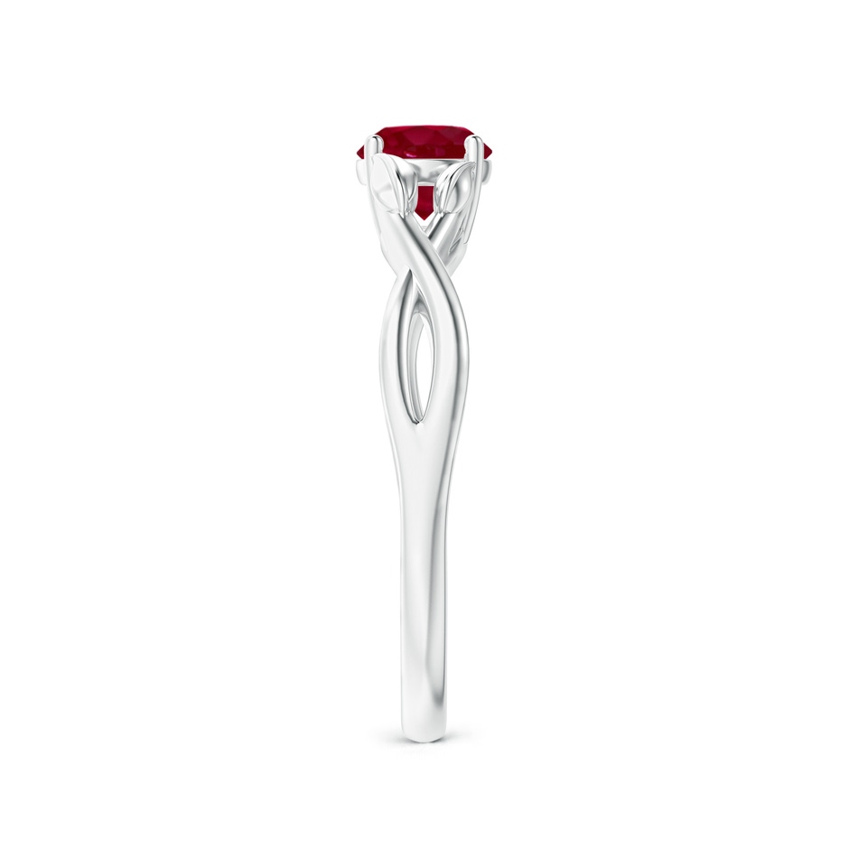 5mm AA Nature Inspired Ruby Crossover Ring with Leaf Motifs in P950 Platinum side 299