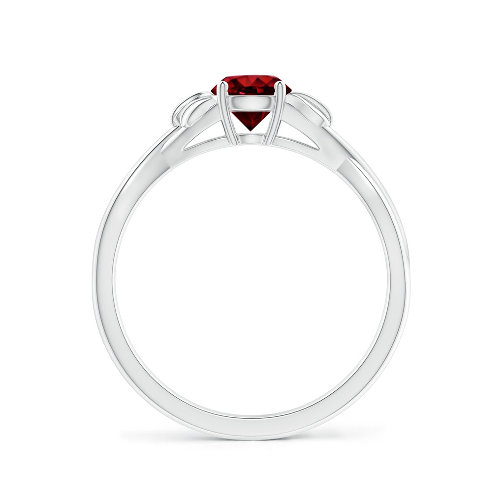 5mm AAAA Nature Inspired Ruby Crossover Ring with Leaf Motifs in P950 Platinum - side 199