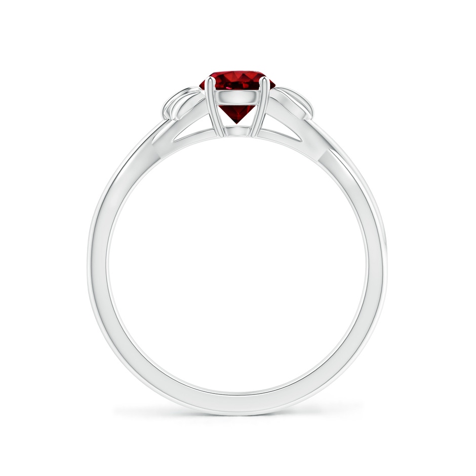 5mm AAAA Nature Inspired Ruby Crossover Ring with Leaf Motifs in White Gold side 199
