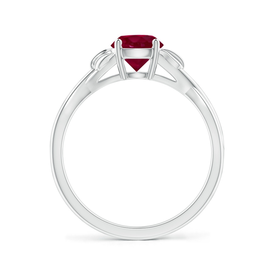 6mm A Nature Inspired Ruby Crossover Ring with Leaf Motifs in P950 Platinum side 199