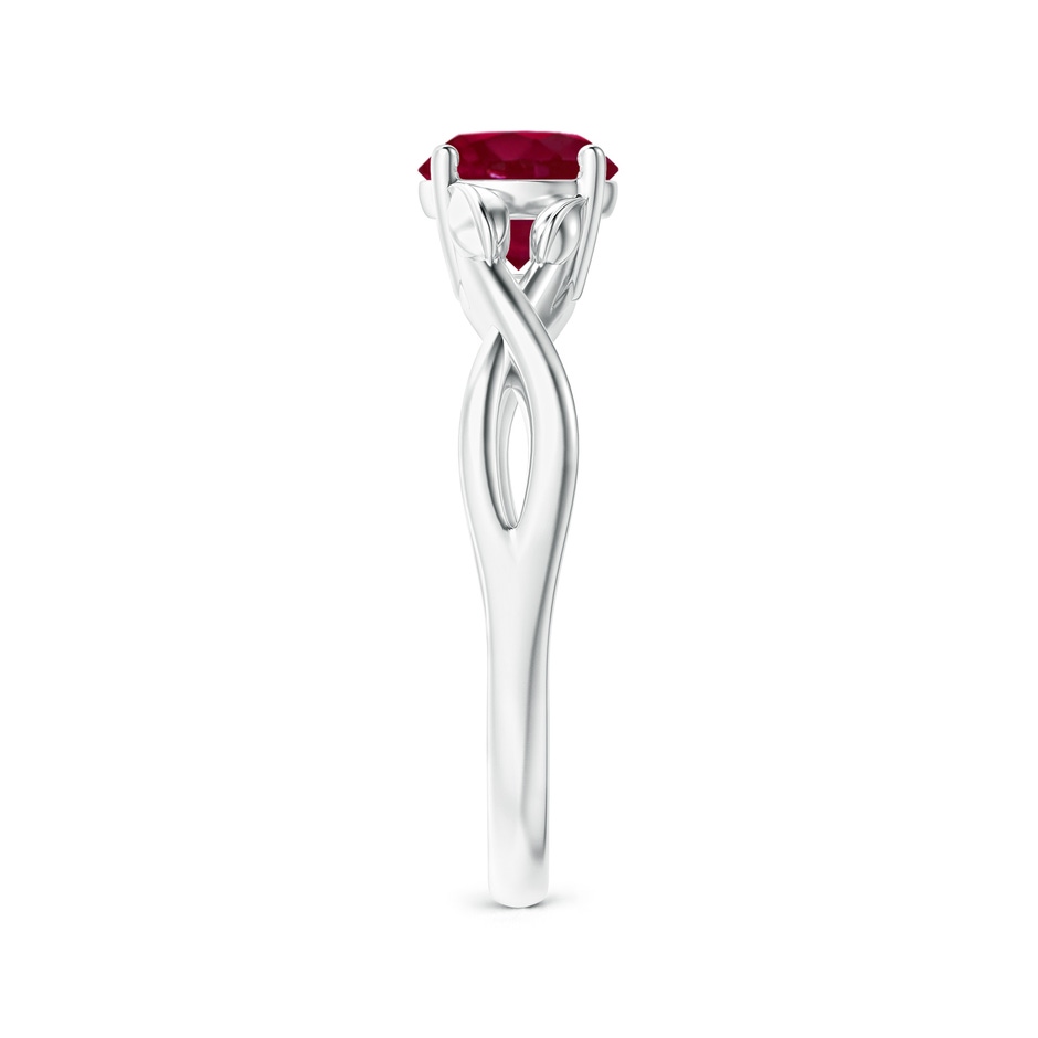 6mm A Nature Inspired Ruby Crossover Ring with Leaf Motifs in P950 Platinum side 299