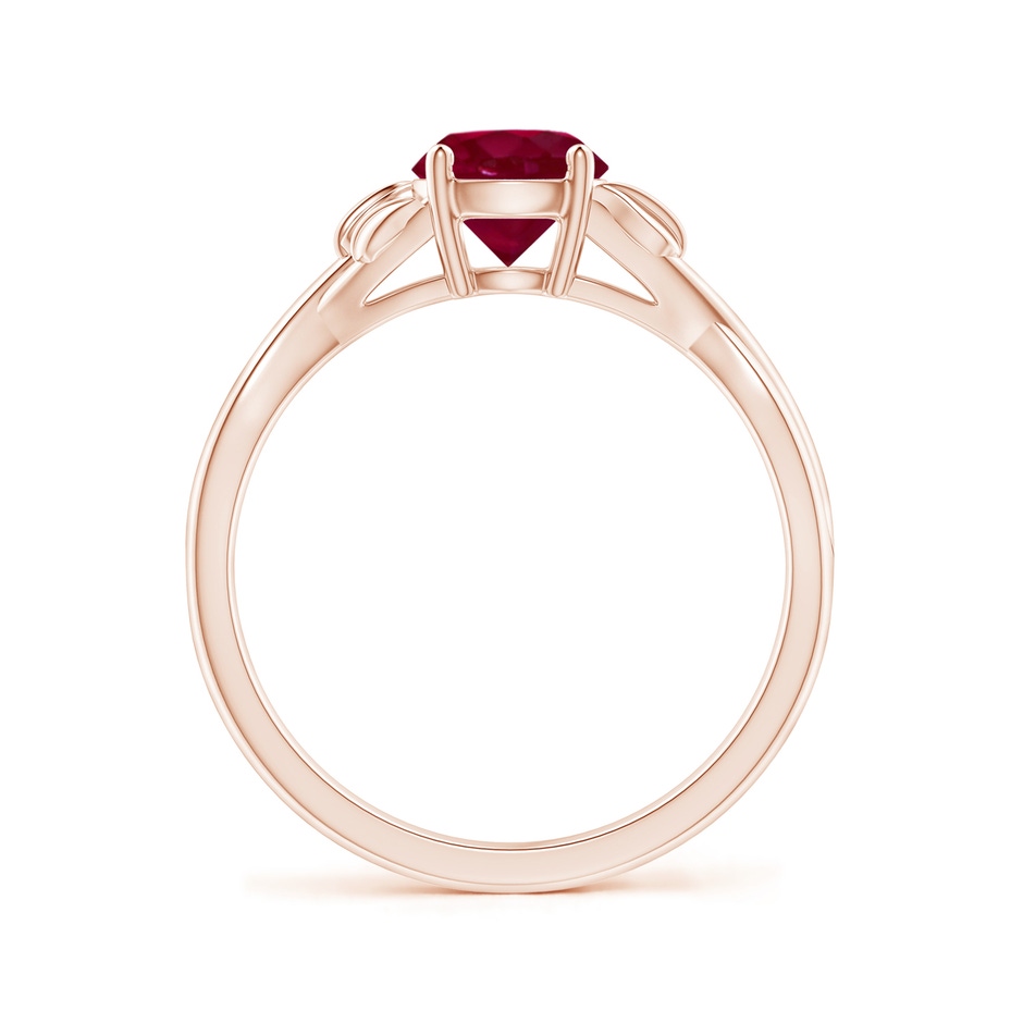 6mm A Nature Inspired Ruby Crossover Ring with Leaf Motifs in Rose Gold side 199