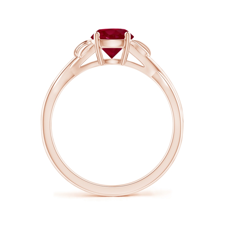 6mm AA Nature Inspired Ruby Crossover Ring with Leaf Motifs in Rose Gold side 199