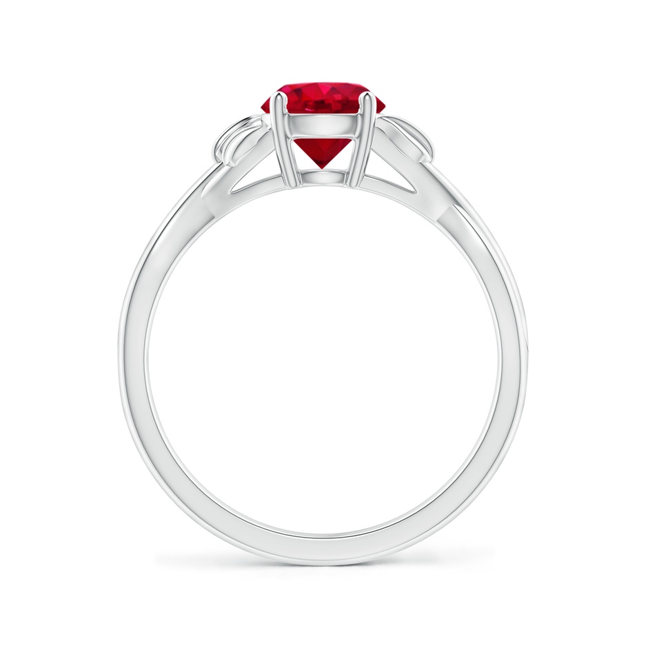 6mm AAA Nature Inspired Ruby Crossover Ring with Leaf Motifs in P950 Platinum side 199