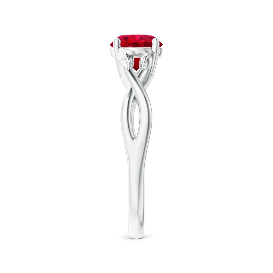 6mm AAA Nature Inspired Ruby Crossover Ring with Leaf Motifs in P950 Platinum side 299