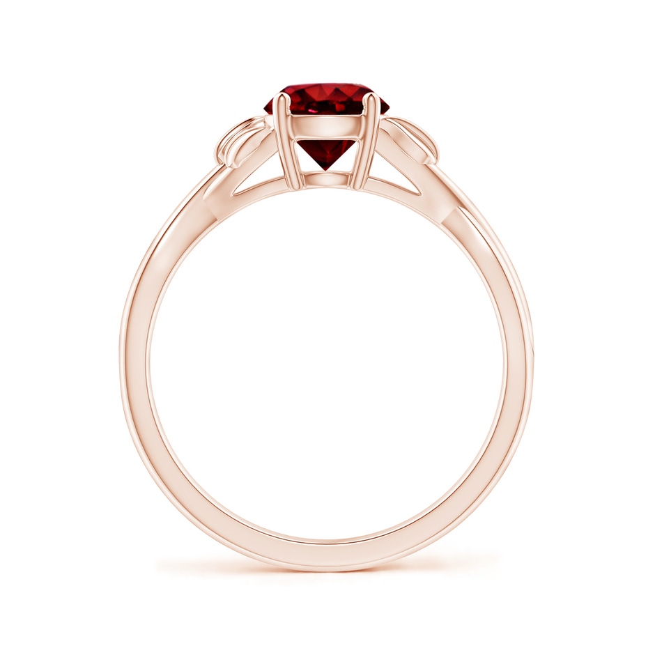 6mm AAAA Nature Inspired Ruby Crossover Ring with Leaf Motifs in Rose Gold side 199