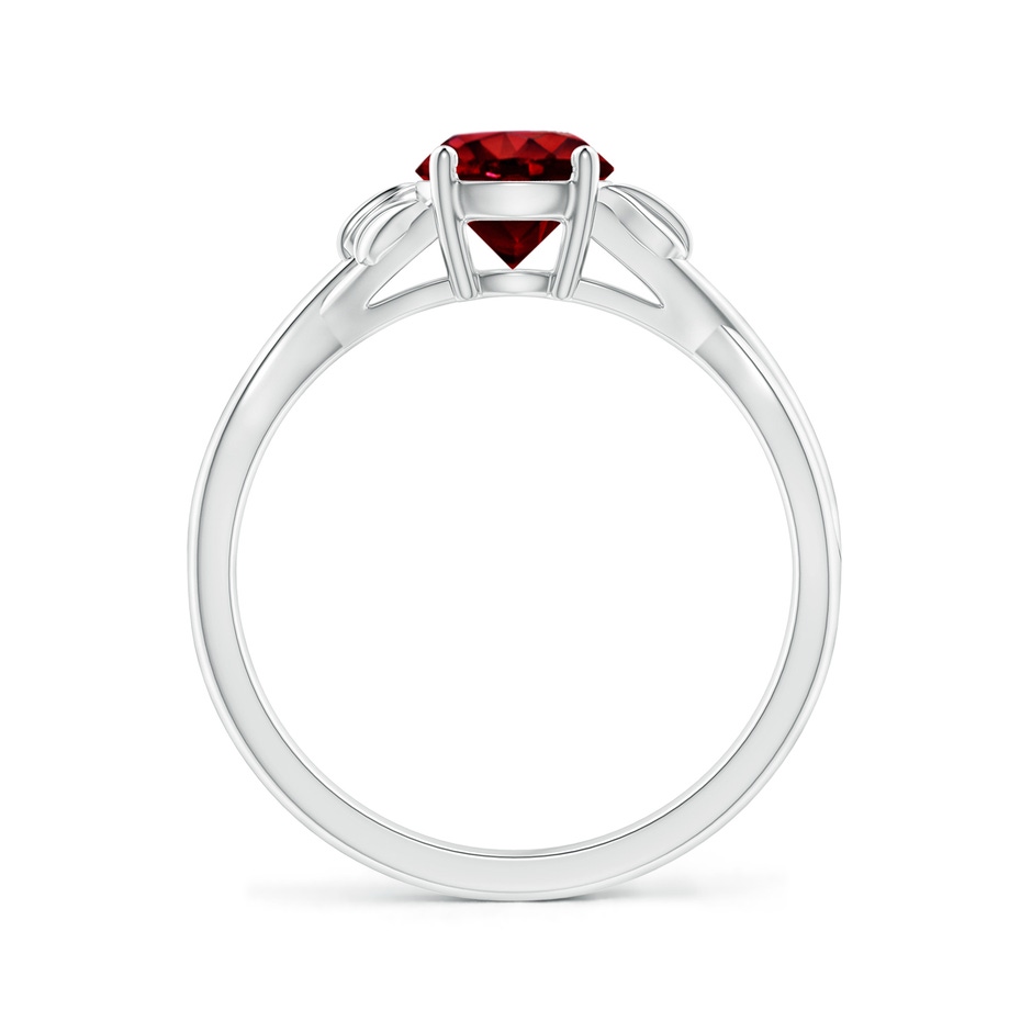 6mm AAAA Nature Inspired Ruby Crossover Ring with Leaf Motifs in White Gold side 199